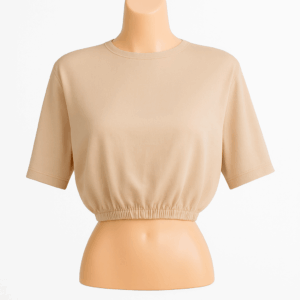 BLUSA A LA CINTURA DE MANGA CORTA BEIGE